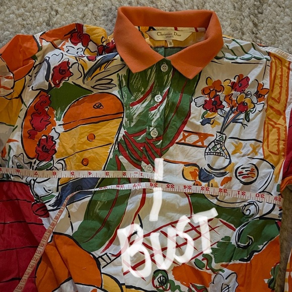 Authentic Vintage Christian Dior Sports Pattern Print Polo Longsleeve Size M - Picture 4 of 9